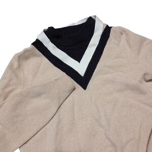 Helmut Lang Sweater Womens Medium Knit Long Sleeve V Neck‎ Black Beige READ